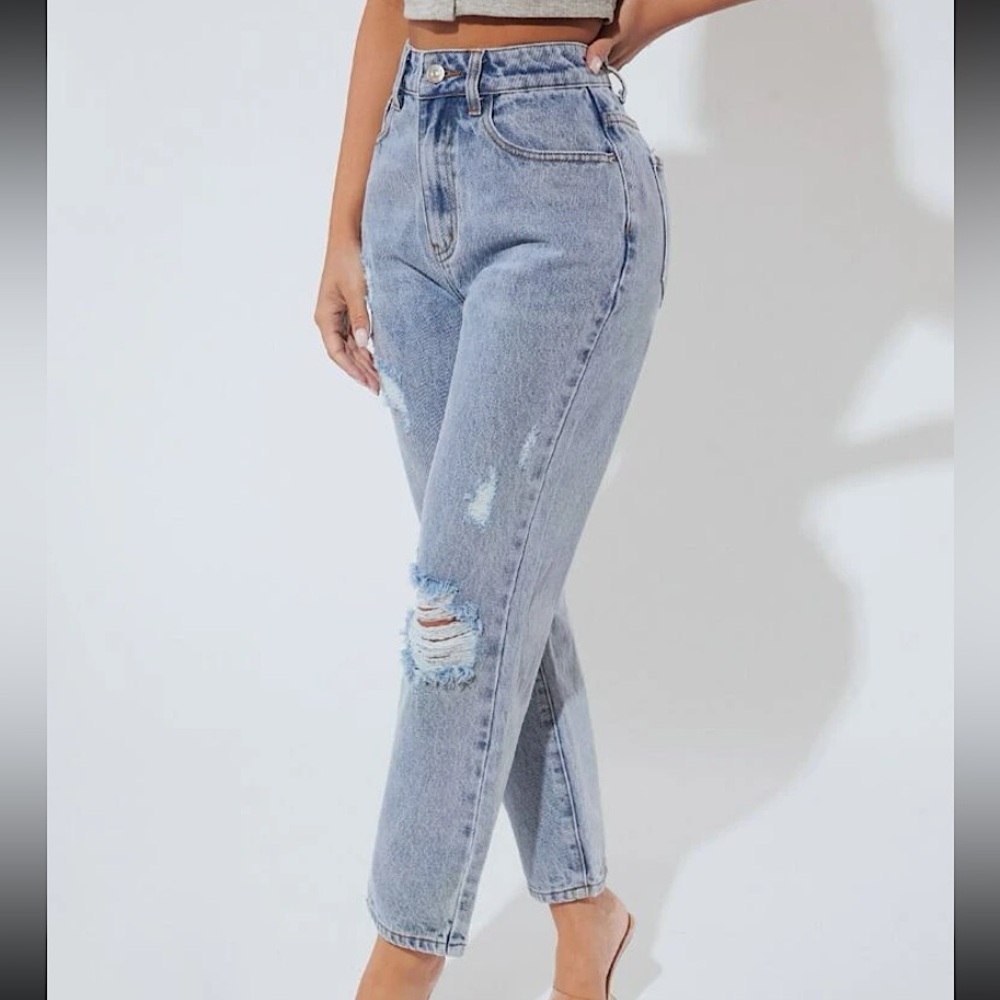 SHEIN petite ripped mom jeans